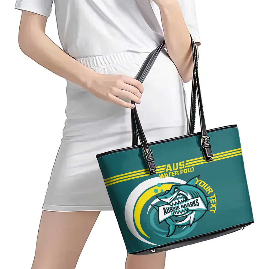 Custom Australia Water Polo 2024 Leather Tote Bag Aussie Shark Sporty Version