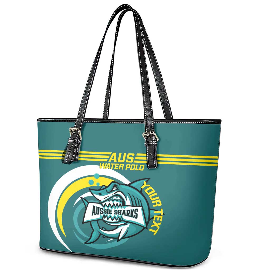 Custom Australia Water Polo 2024 Leather Tote Bag Aussie Shark Sporty Version