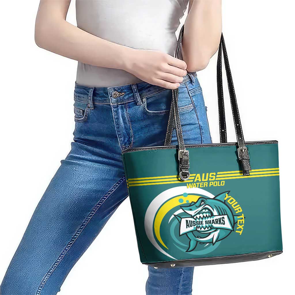 Custom Australia Water Polo 2024 Leather Tote Bag Aussie Shark Sporty Version