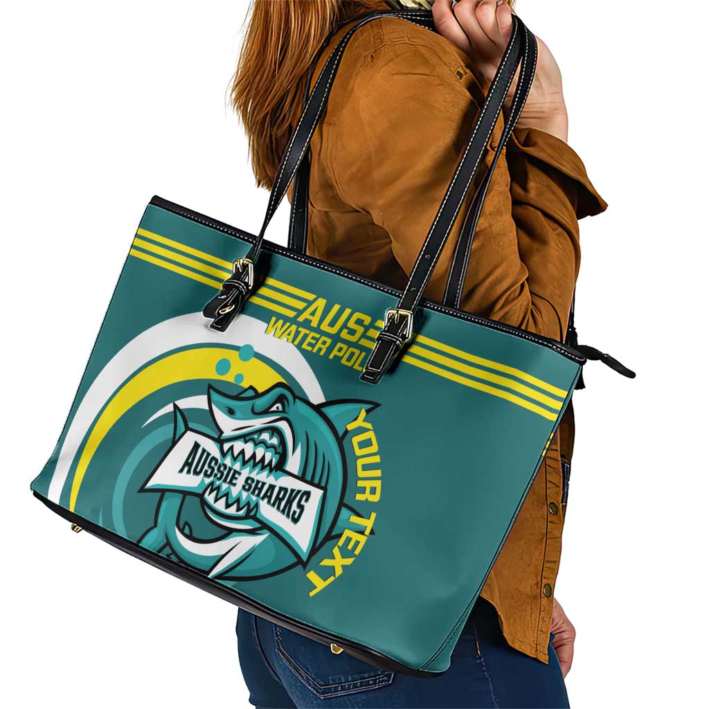 Custom Australia Water Polo 2024 Leather Tote Bag Aussie Shark Sporty Version