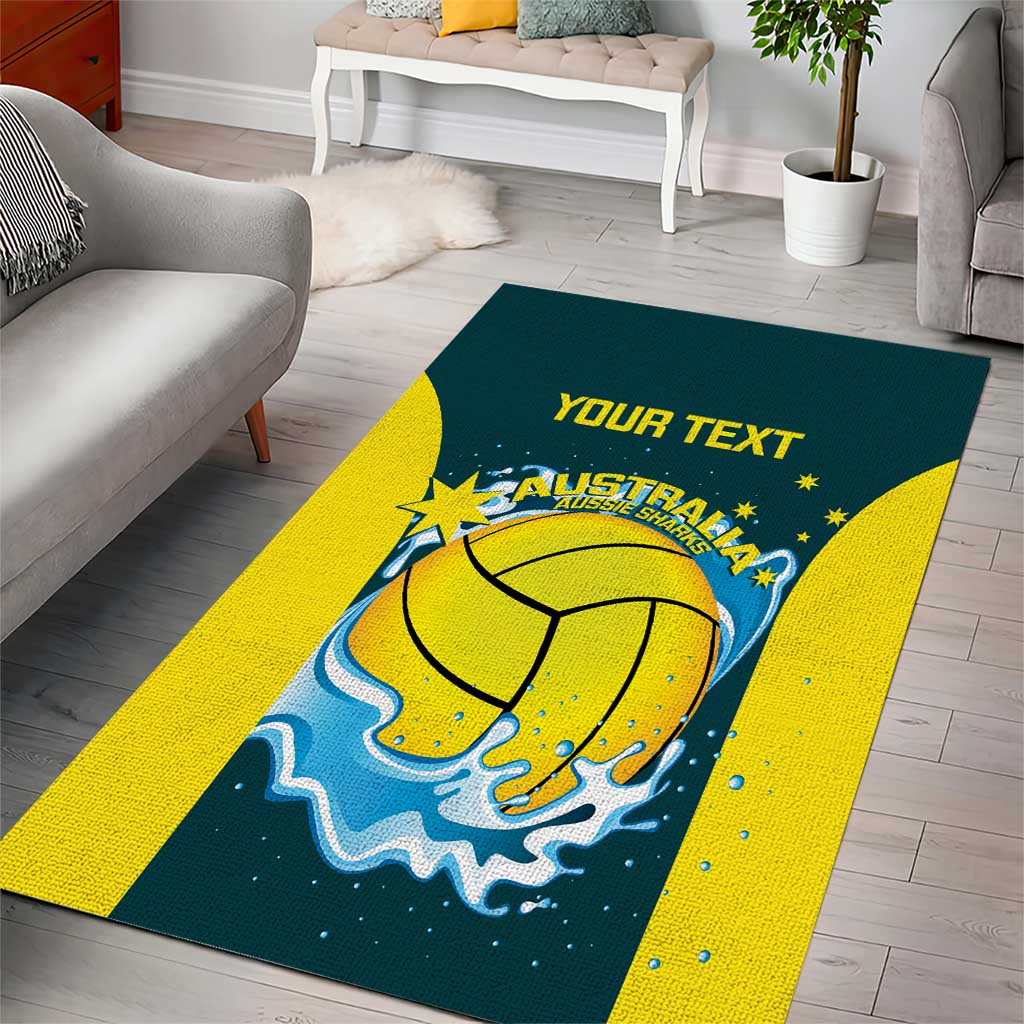 Custom Australia Water Polo 2024 Area Rug Aussie Shark National Color Version