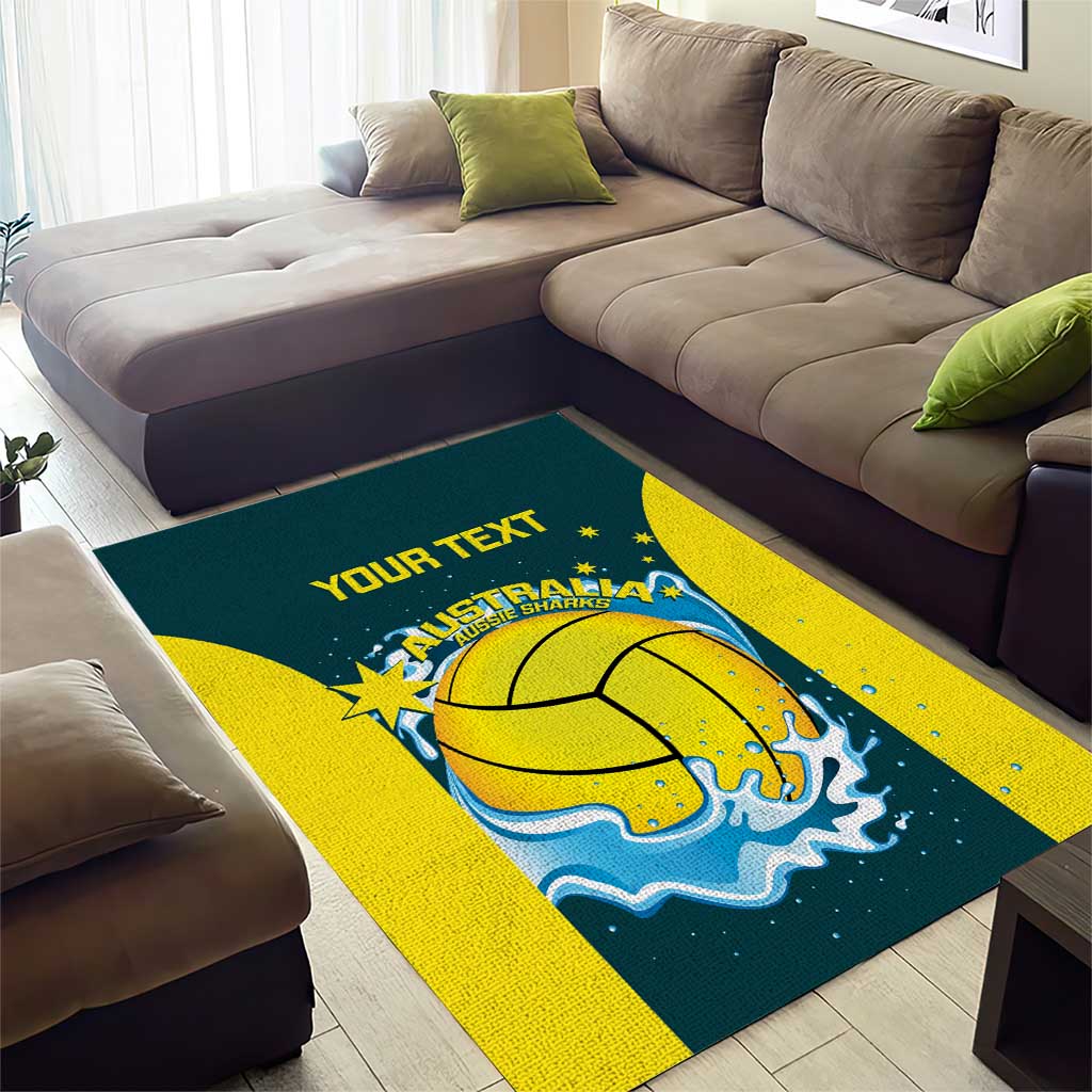 Custom Australia Water Polo 2024 Area Rug Aussie Shark National Color Version