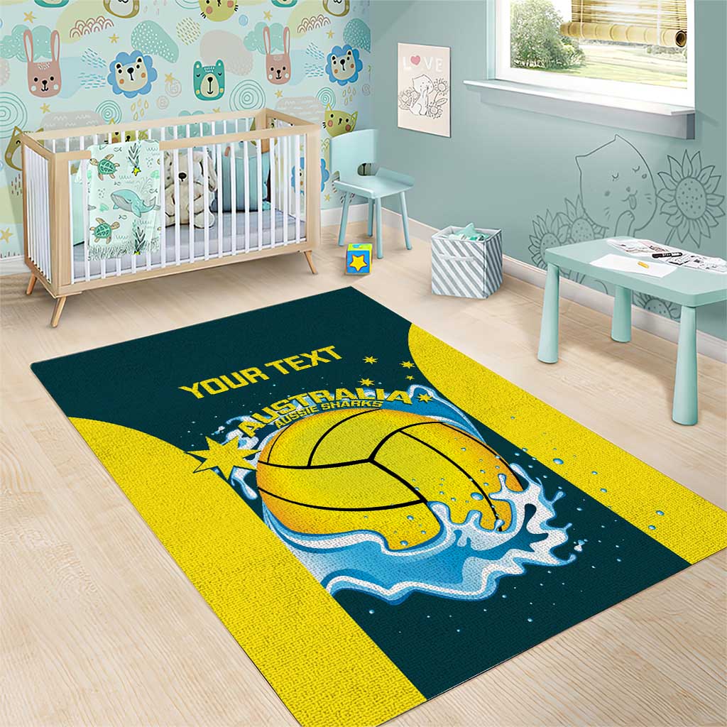 Custom Australia Water Polo 2024 Area Rug Aussie Shark National Color Version