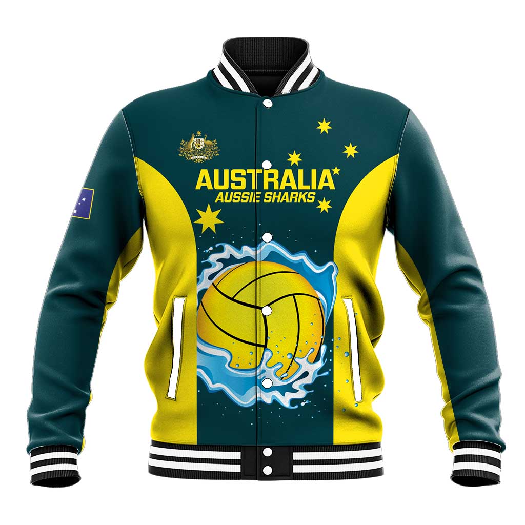 Custom Australia Water Polo 2024 Baseball Jacket Aussie Shark National Color Version