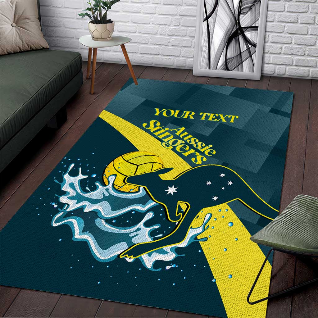 Custom Australia Water Polo 2024 Area Rug Aussie Stingers Kangaroo Sporty Version