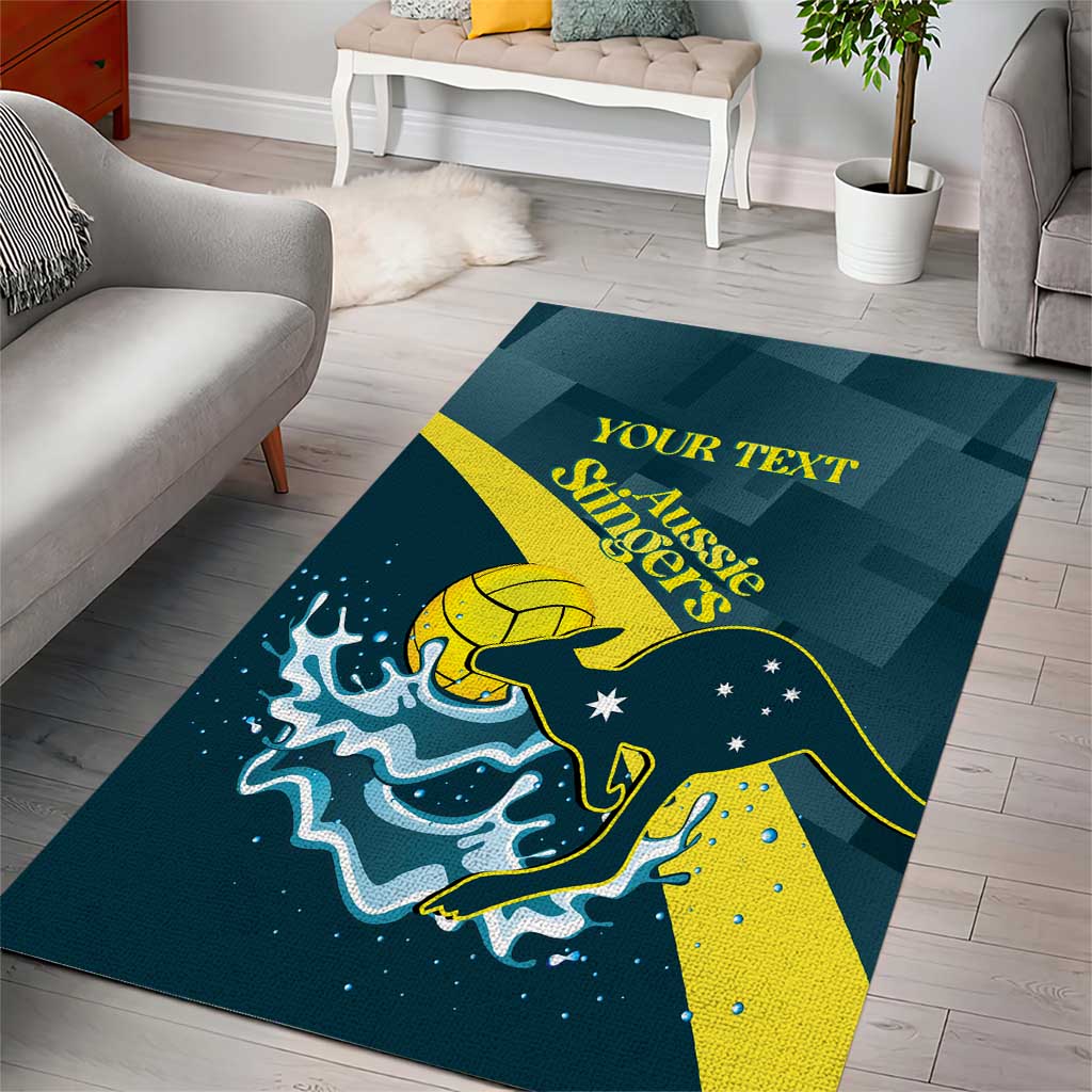 Custom Australia Water Polo 2024 Area Rug Aussie Stingers Kangaroo Sporty Version