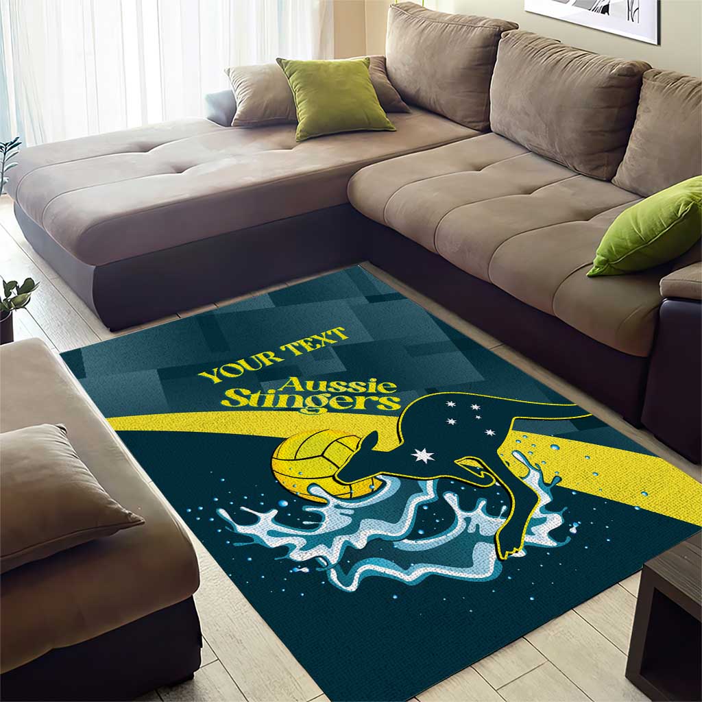 Custom Australia Water Polo 2024 Area Rug Aussie Stingers Kangaroo Sporty Version