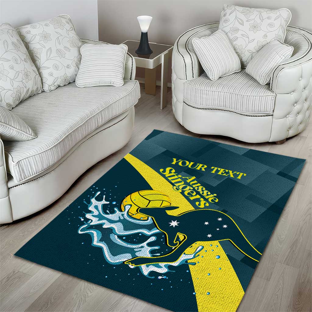 Custom Australia Water Polo 2024 Area Rug Aussie Stingers Kangaroo Sporty Version