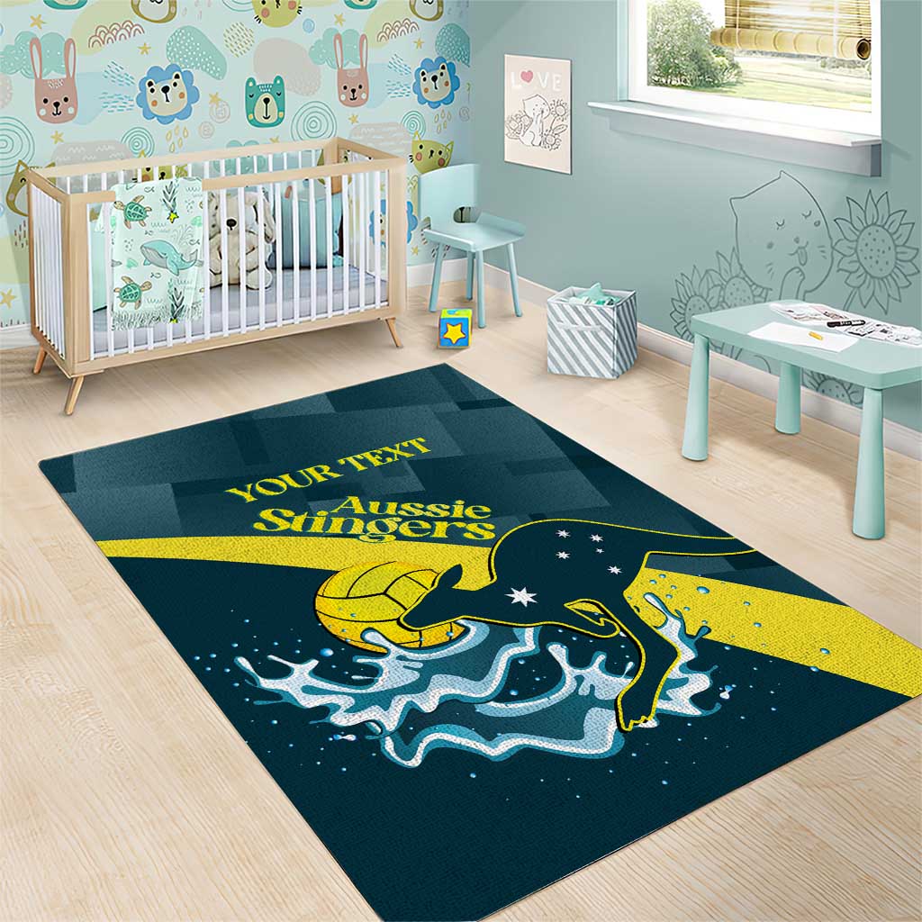 Custom Australia Water Polo 2024 Area Rug Aussie Stingers Kangaroo Sporty Version