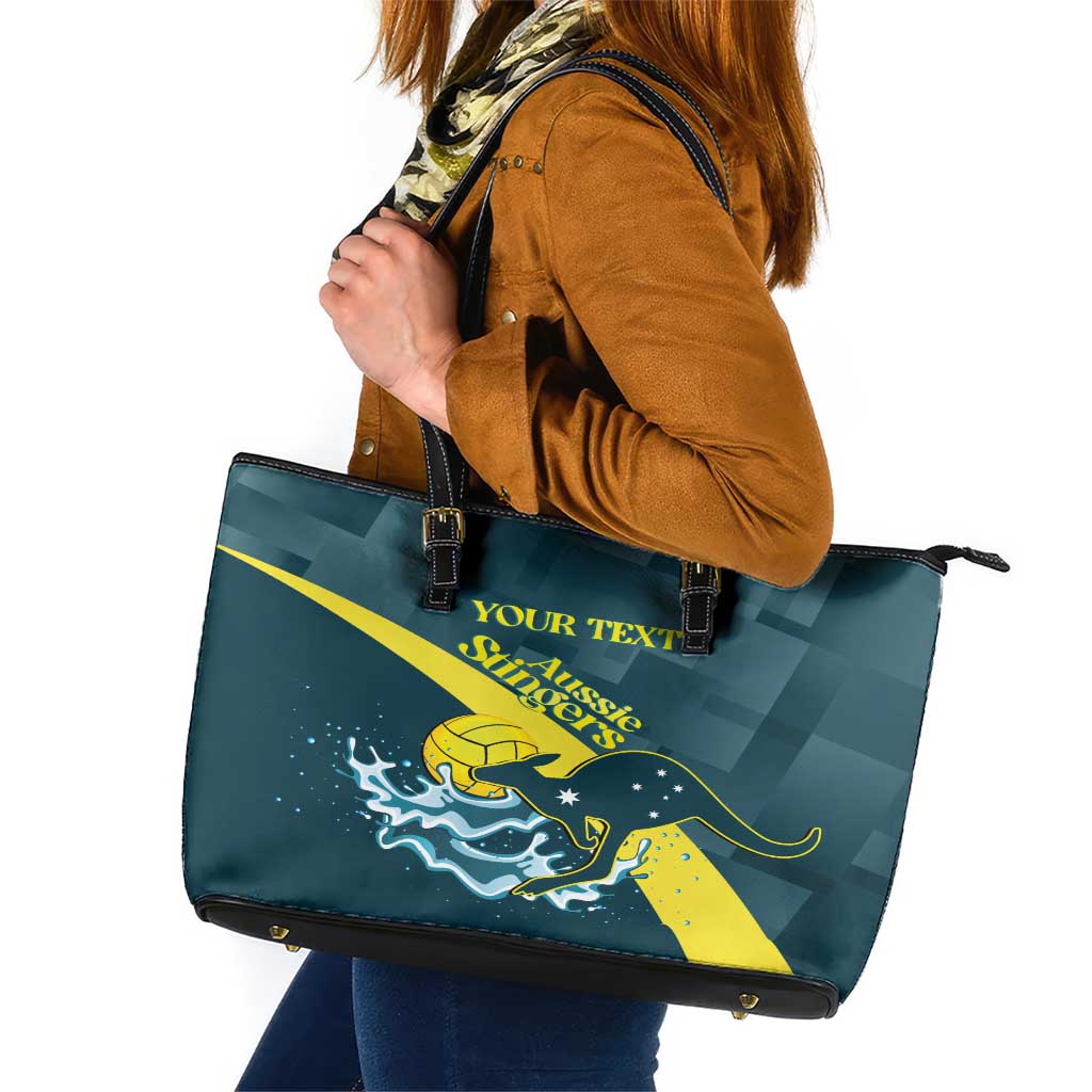 Custom Australia Water Polo 2024 Leather Tote Bag Aussie Stingers Kangaroo Sporty Version