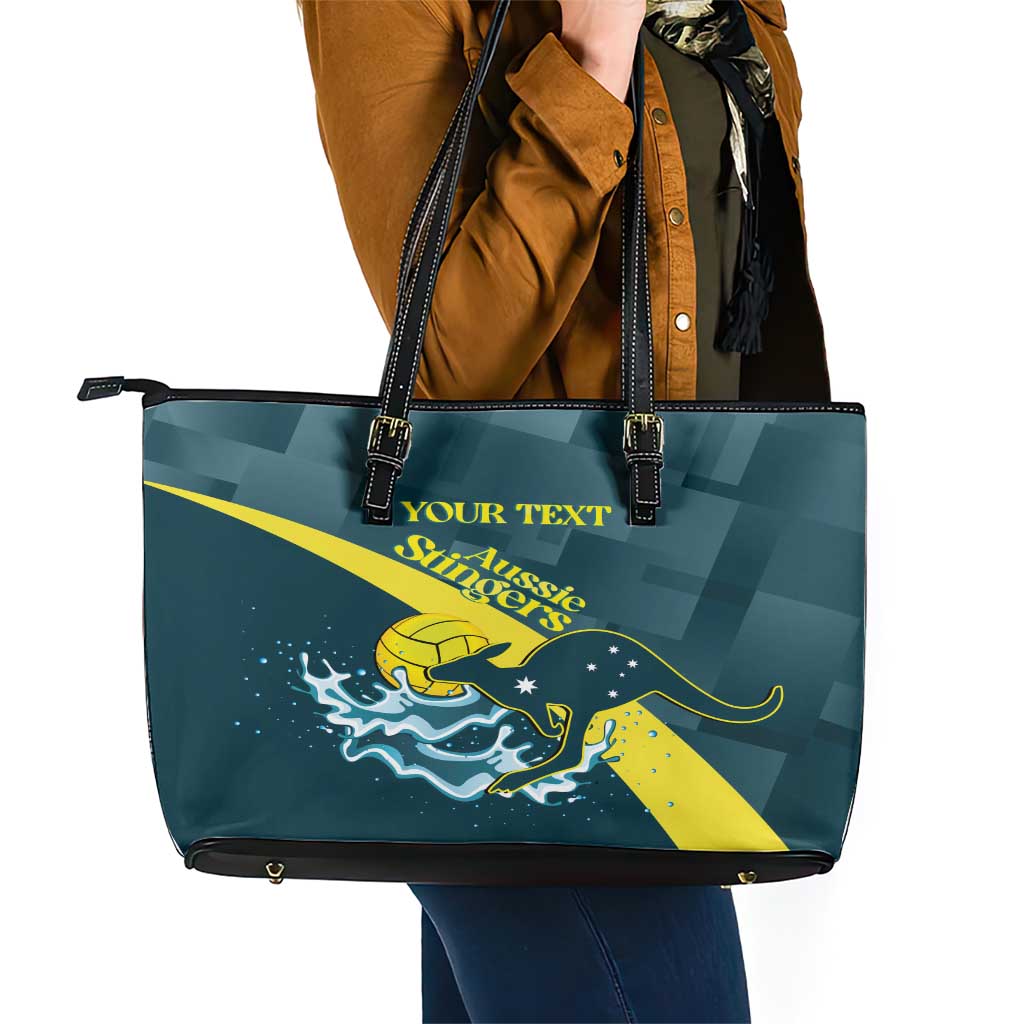 Custom Australia Water Polo 2024 Leather Tote Bag Aussie Stingers Kangaroo Sporty Version