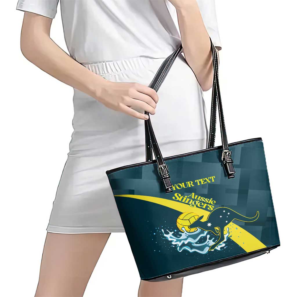 Custom Australia Water Polo 2024 Leather Tote Bag Aussie Stingers Kangaroo Sporty Version