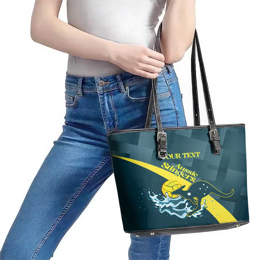 Custom Australia Water Polo 2024 Leather Tote Bag Aussie Stingers Kangaroo Sporty Version