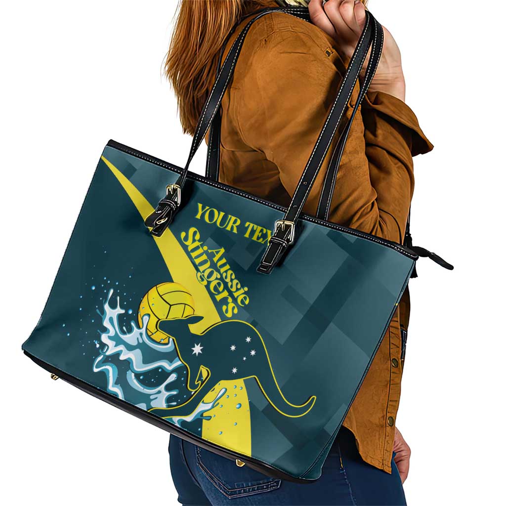 Custom Australia Water Polo 2024 Leather Tote Bag Aussie Stingers Kangaroo Sporty Version