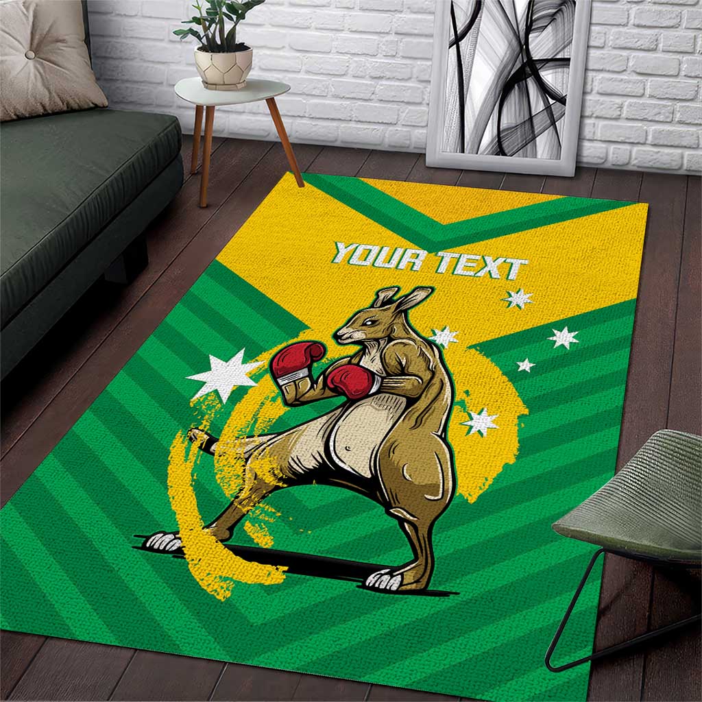 Personalised Australia Boxing Kangaroo Area Rug Aussie Pride National Color