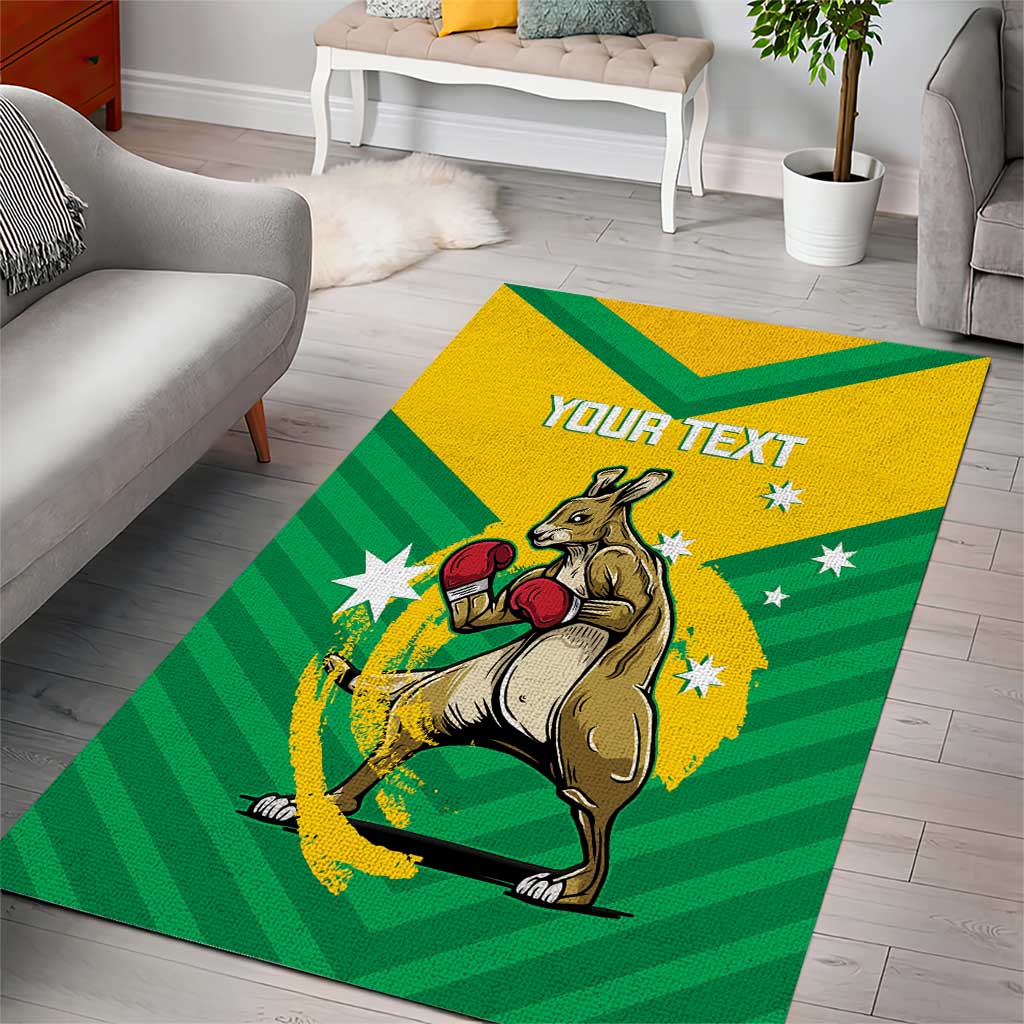 Personalised Australia Boxing Kangaroo Area Rug Aussie Pride National Color