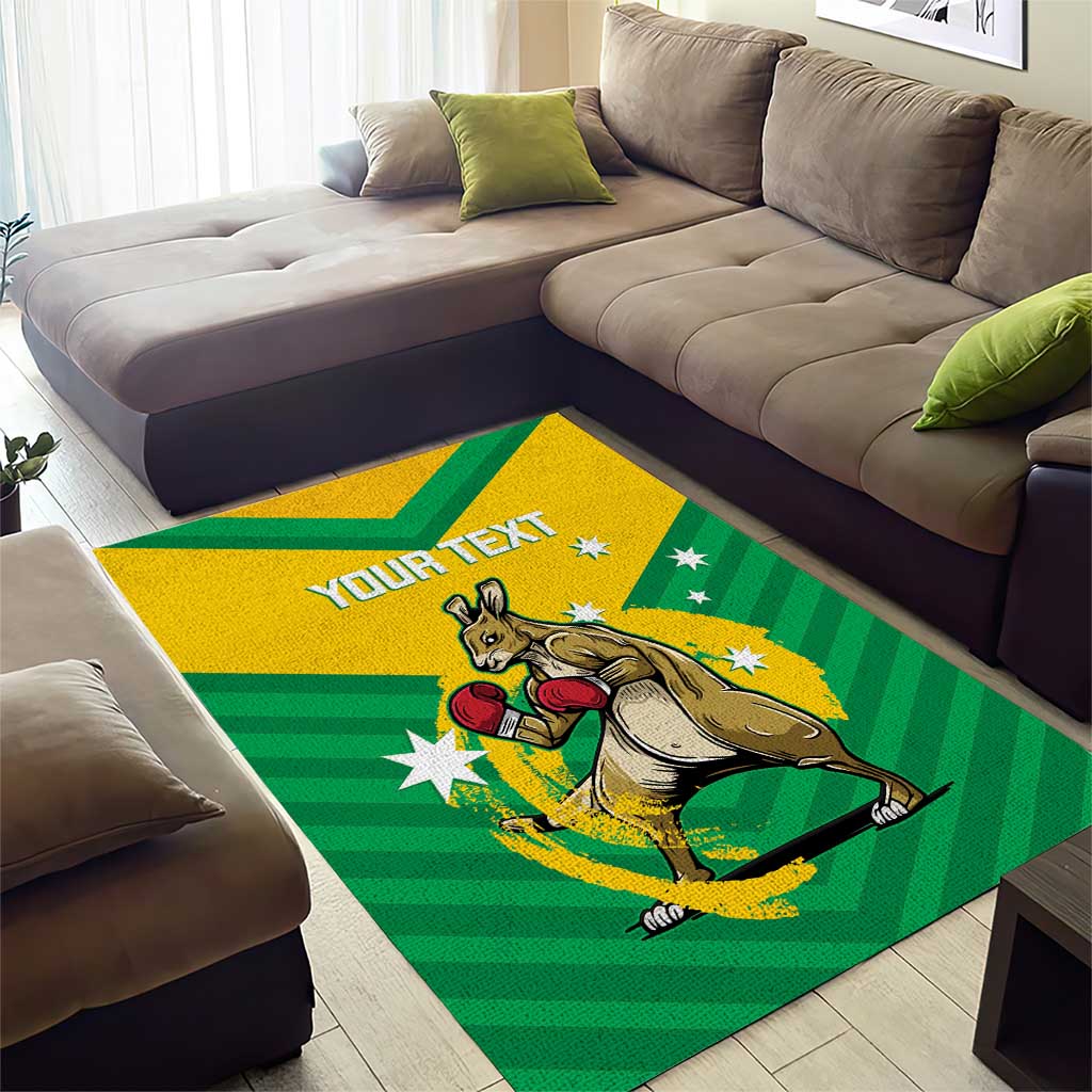 Personalised Australia Boxing Kangaroo Area Rug Aussie Pride National Color