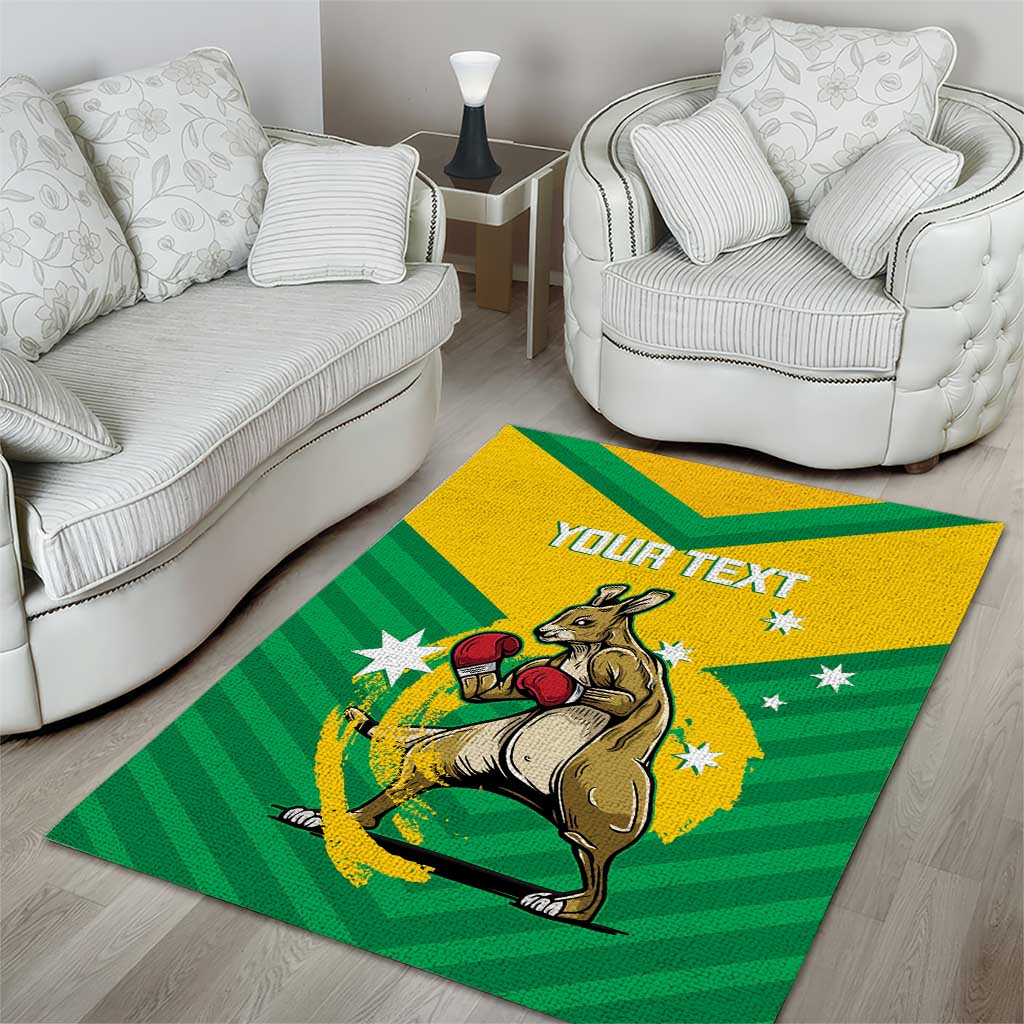 Personalised Australia Boxing Kangaroo Area Rug Aussie Pride National Color