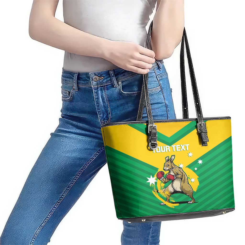 Personalised Australia Boxing Kangaroo Leather Tote Bag Aussie Pride National Color