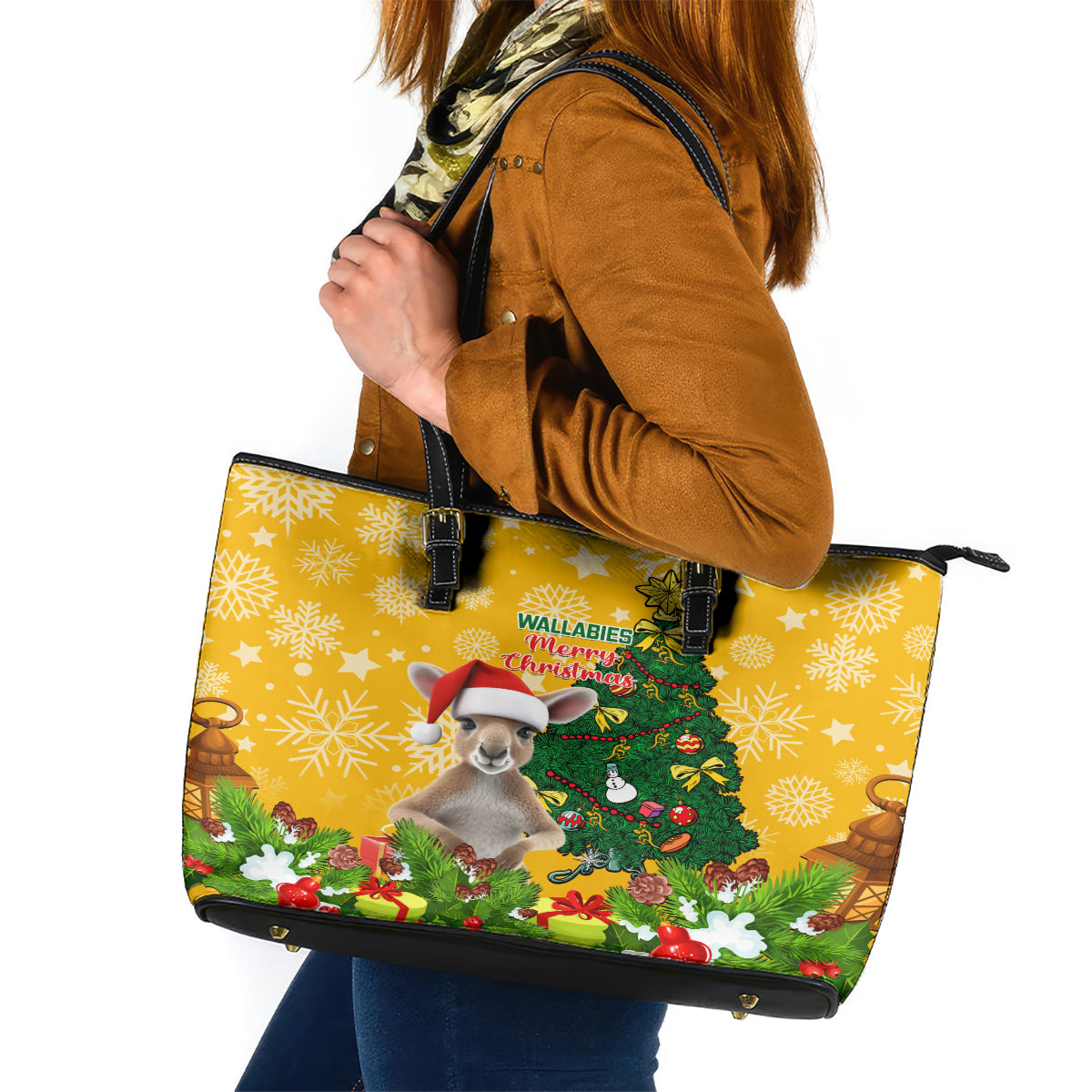 personalised-wallabies-rugby-christmas-leather-tote-bag-merry-xmas-with-australian-kangaroo