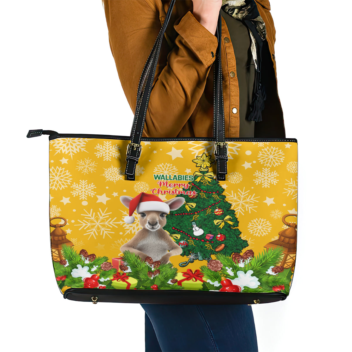 personalised-wallabies-rugby-christmas-leather-tote-bag-merry-xmas-with-australian-kangaroo