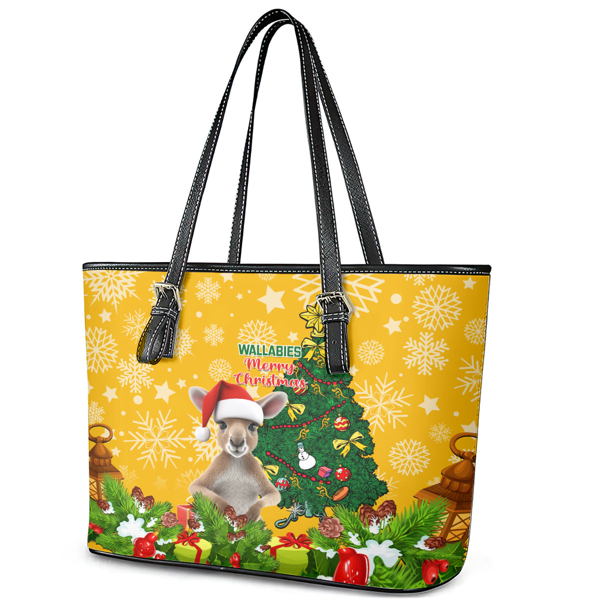 personalised-wallabies-rugby-christmas-leather-tote-bag-merry-xmas-with-australian-kangaroo