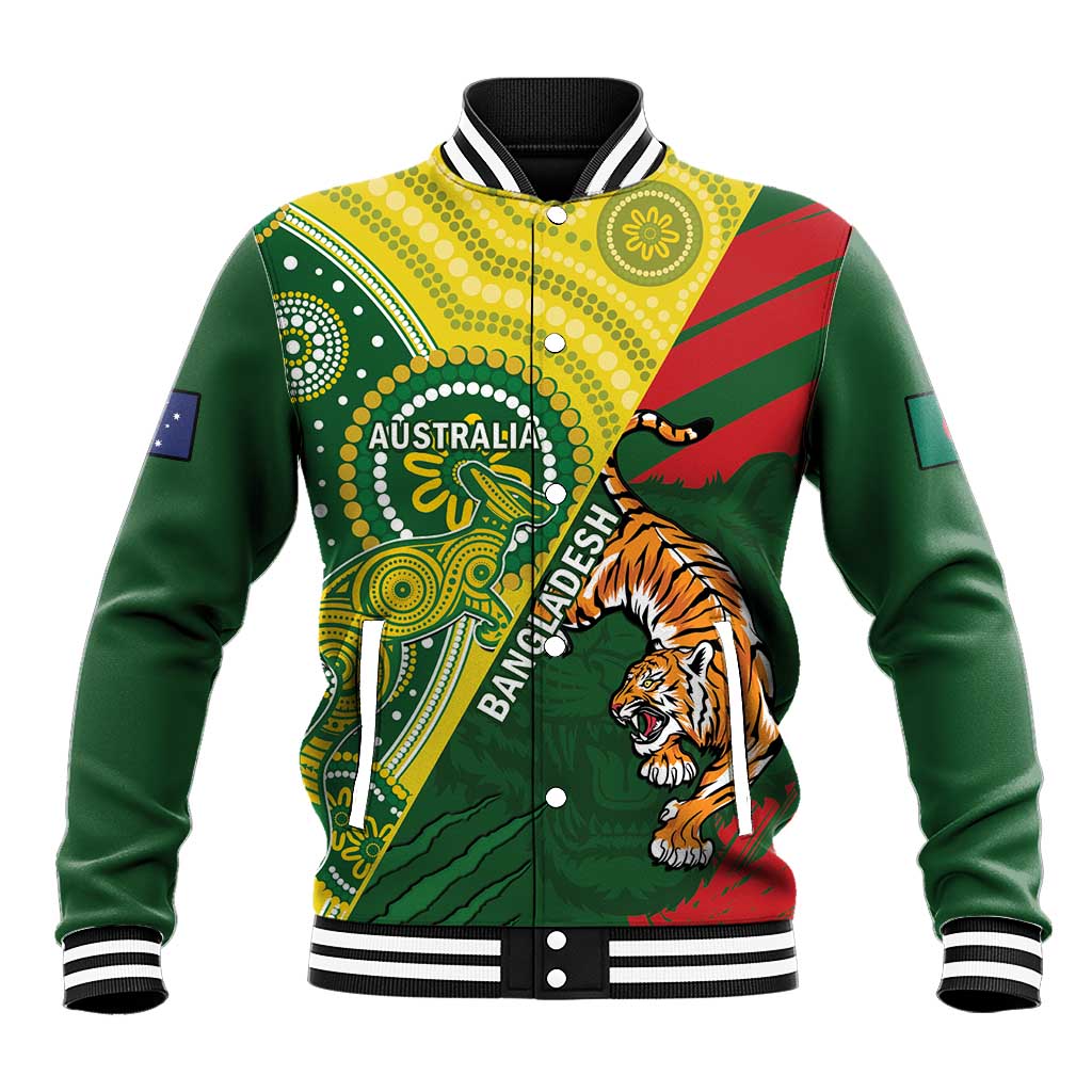 Custom Bangladesh And Australia Cricket Baseball Jacket Kangaroo Tiger Together