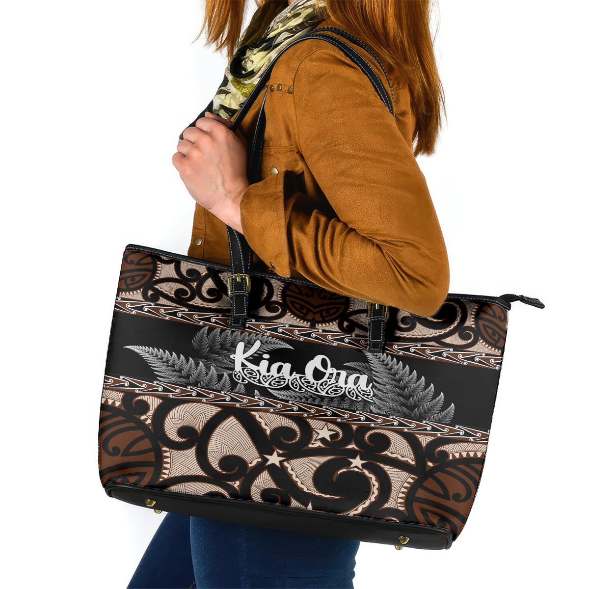 kia-ora-new-zealand-leather-tote-bag-aotearoa-proud-maori-with-silver-fern