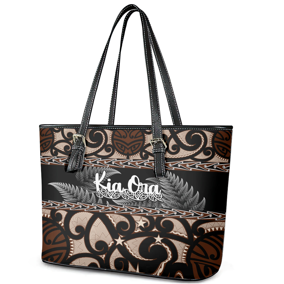 kia-ora-new-zealand-leather-tote-bag-aotearoa-proud-maori-with-silver-fern