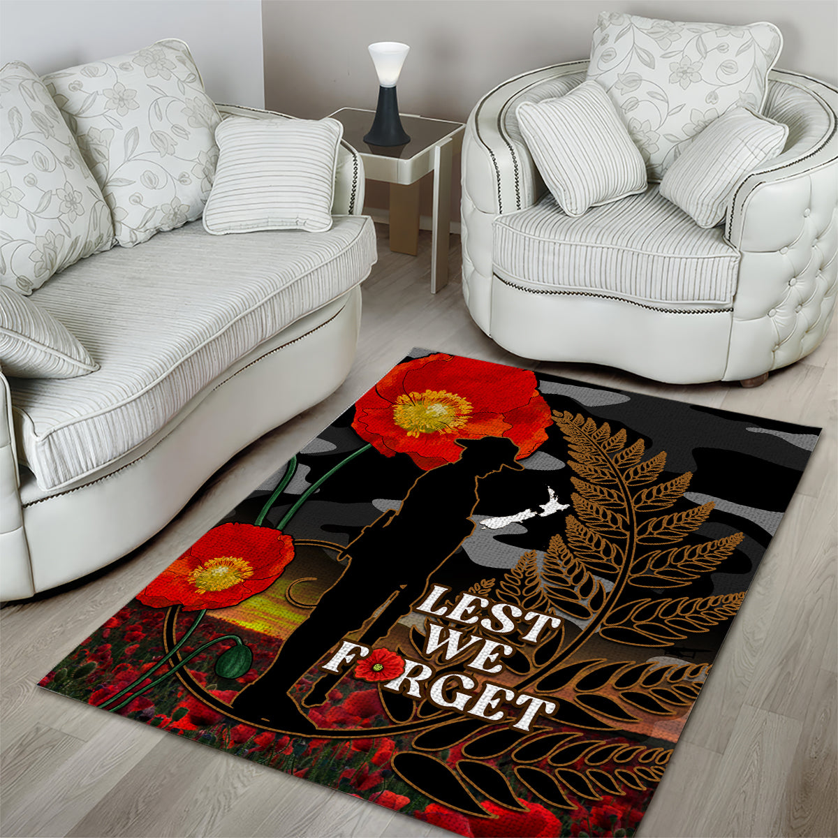 new-zealand-anzac-day-area-rug-lest-we-forget-silver-fern-with-camouflage