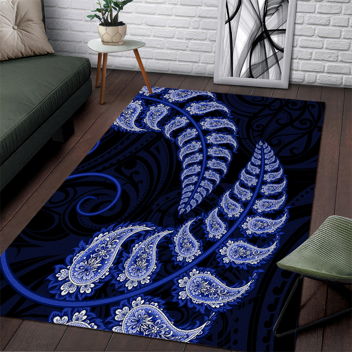 blue-new-zealand-paisley-silver-fern-area-rug-aotearoa-maori