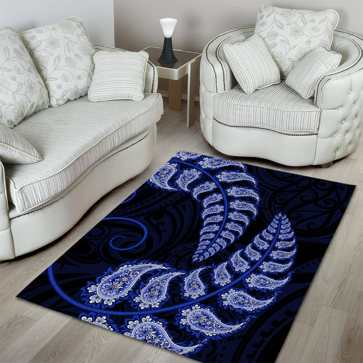 blue-new-zealand-paisley-silver-fern-area-rug-aotearoa-maori