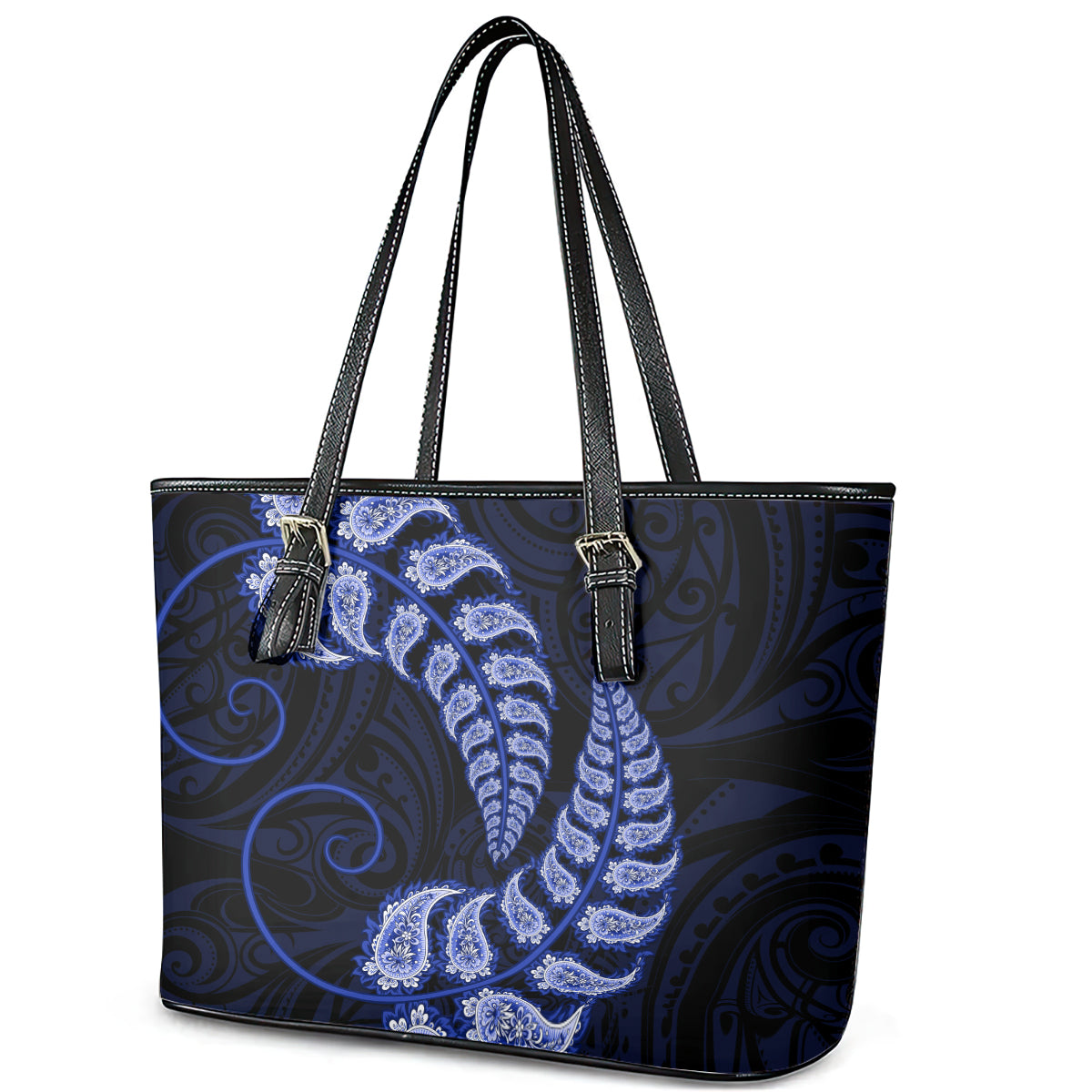 blue-new-zealand-paisley-silver-fern-leather-tote-bag-aotearoa-maori