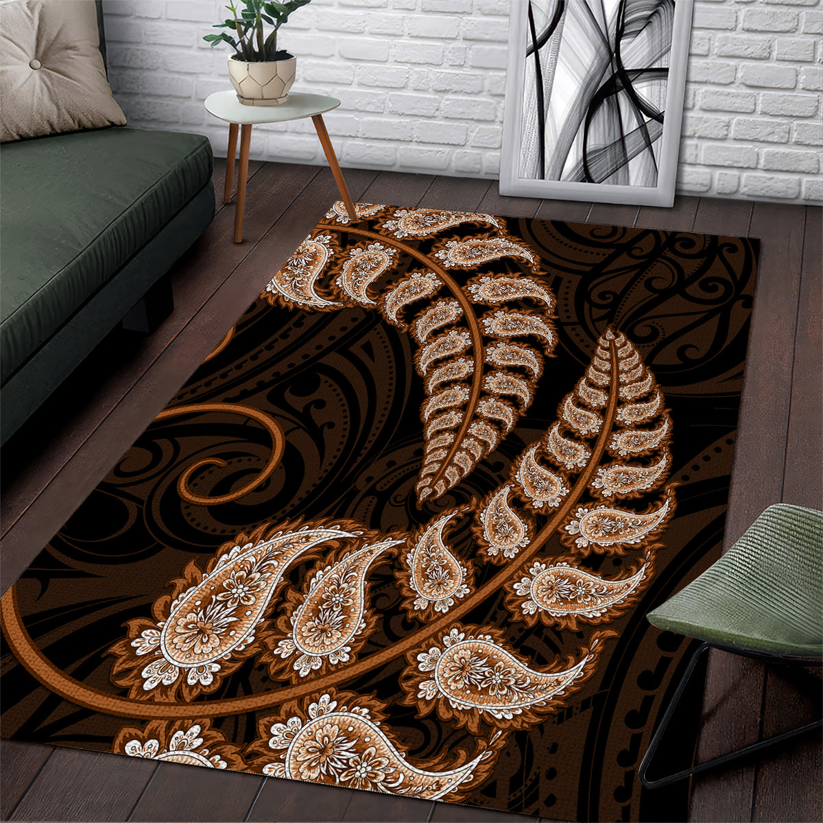 brown-new-zealand-paisley-silver-fern-area-rug-aotearoa-maori