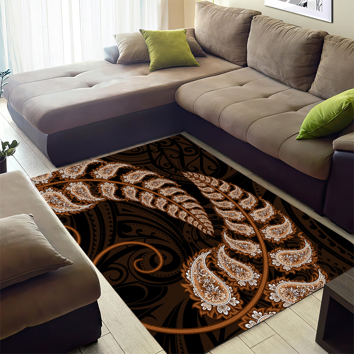 brown-new-zealand-paisley-silver-fern-area-rug-aotearoa-maori