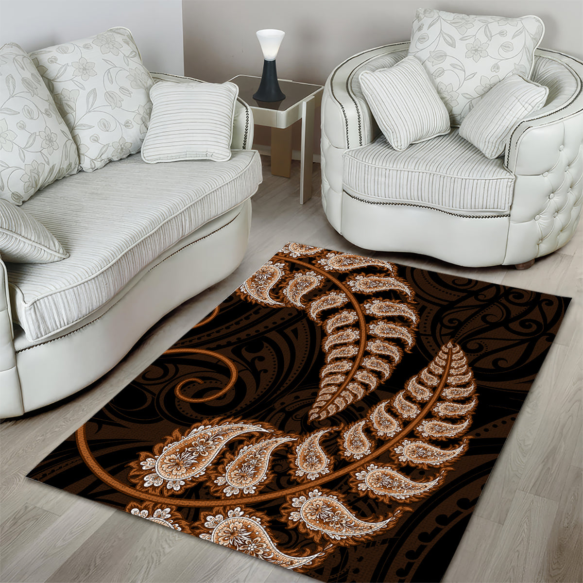 brown-new-zealand-paisley-silver-fern-area-rug-aotearoa-maori