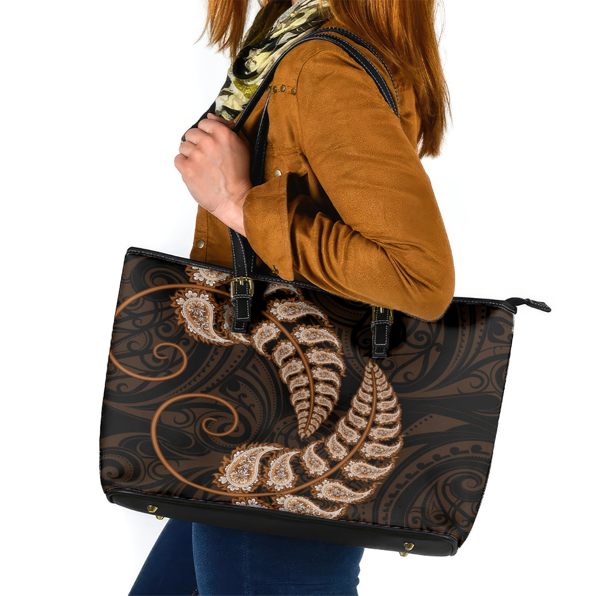 brown-new-zealand-paisley-silver-fern-leather-tote-bag-aotearoa-maori