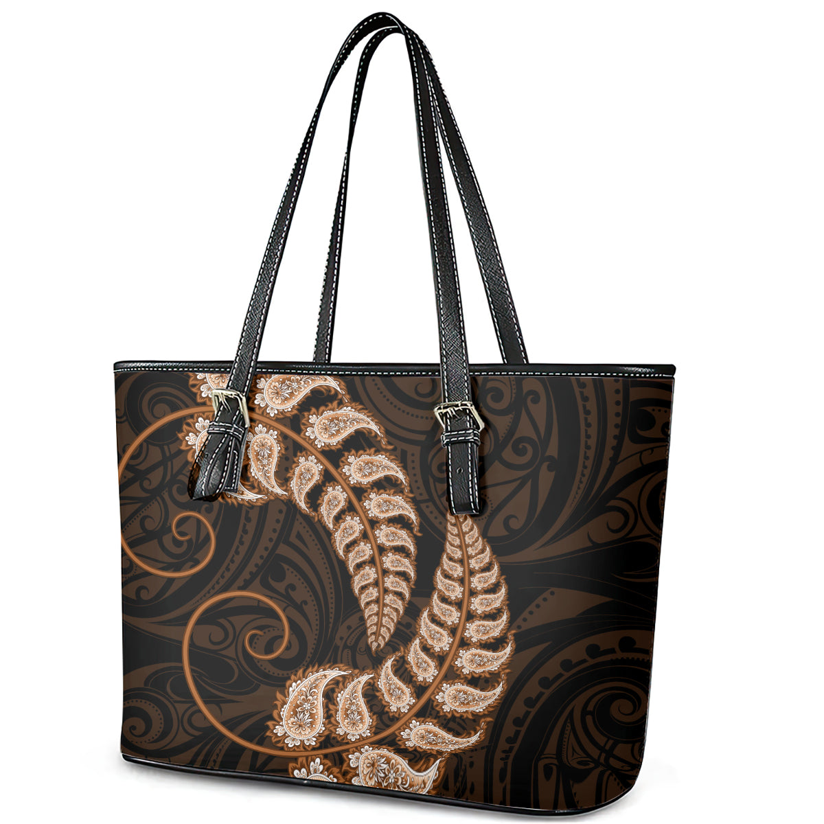 brown-new-zealand-paisley-silver-fern-leather-tote-bag-aotearoa-maori