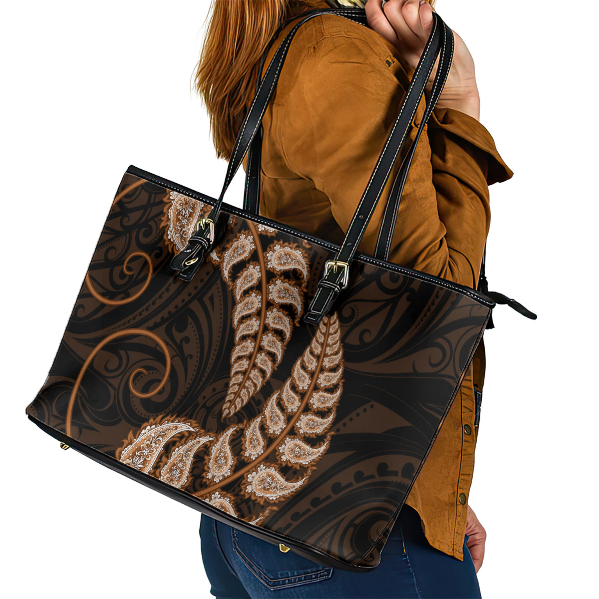 brown-new-zealand-paisley-silver-fern-leather-tote-bag-aotearoa-maori