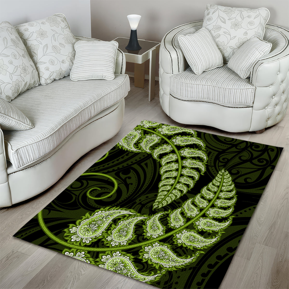 green-new-zealand-paisley-silver-fern-area-rug-aotearoa-maori