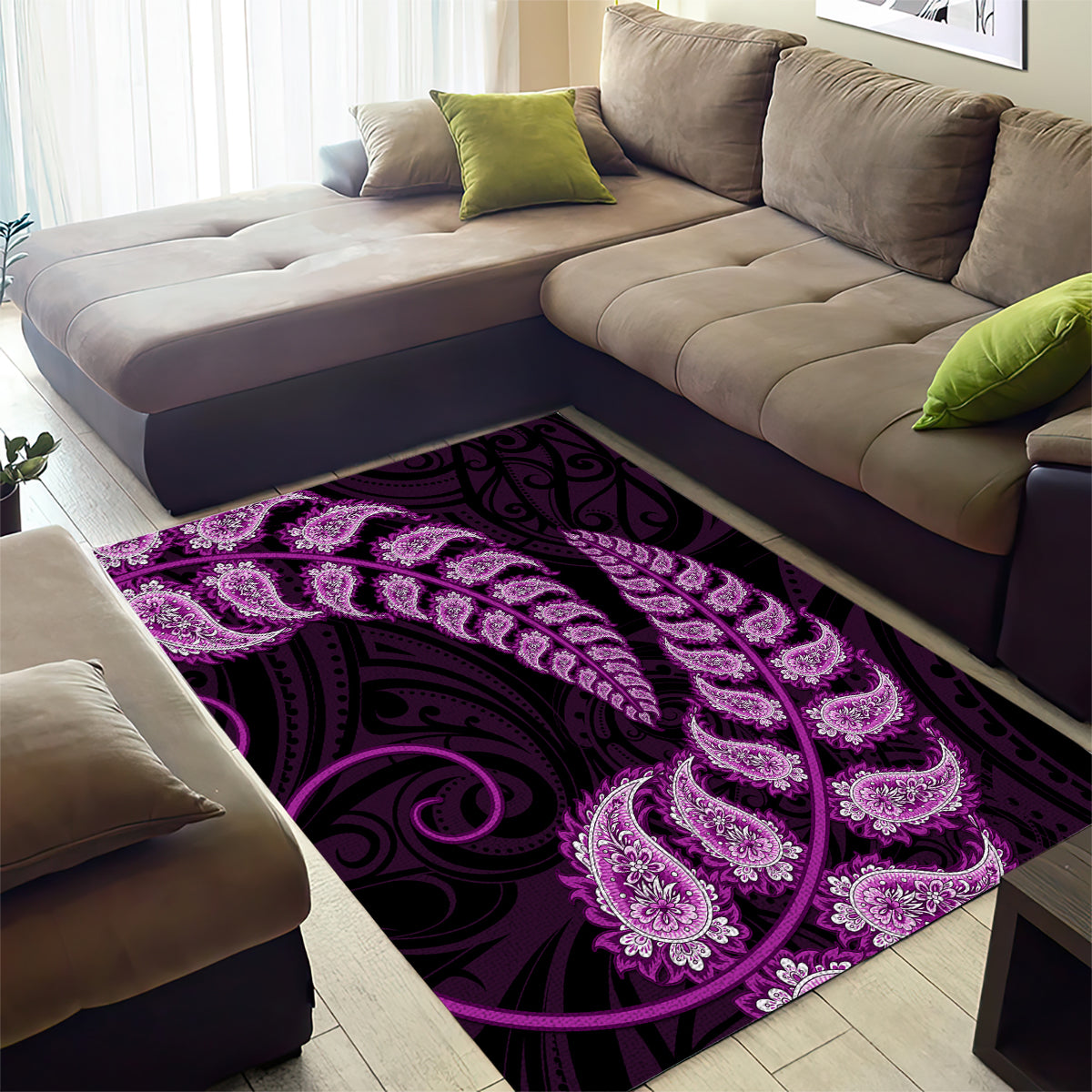 purple-new-zealand-paisley-silver-fern-area-rug-aotearoa-maori