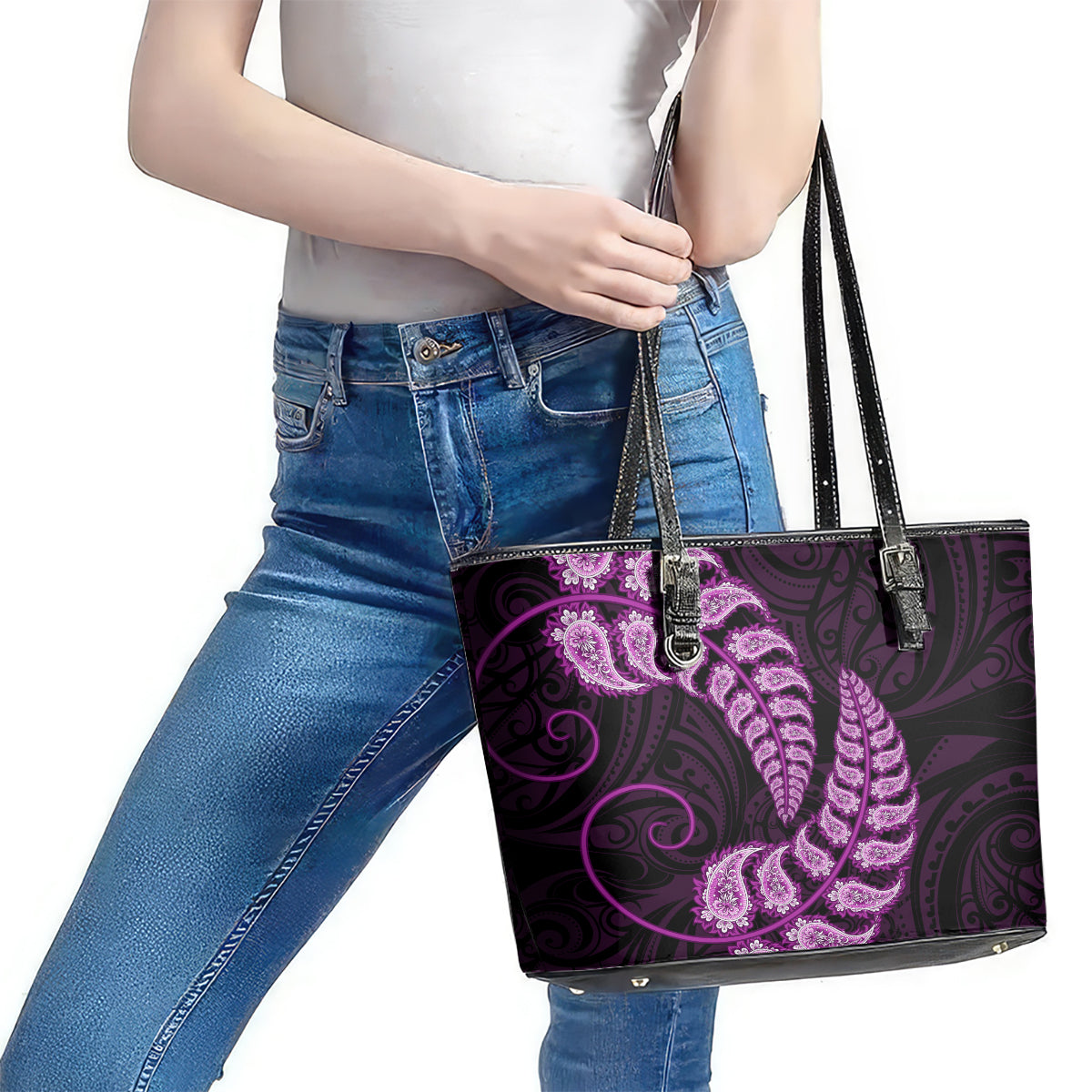 purple-new-zealand-paisley-silver-fern-leather-tote-bag-aotearoa-maori