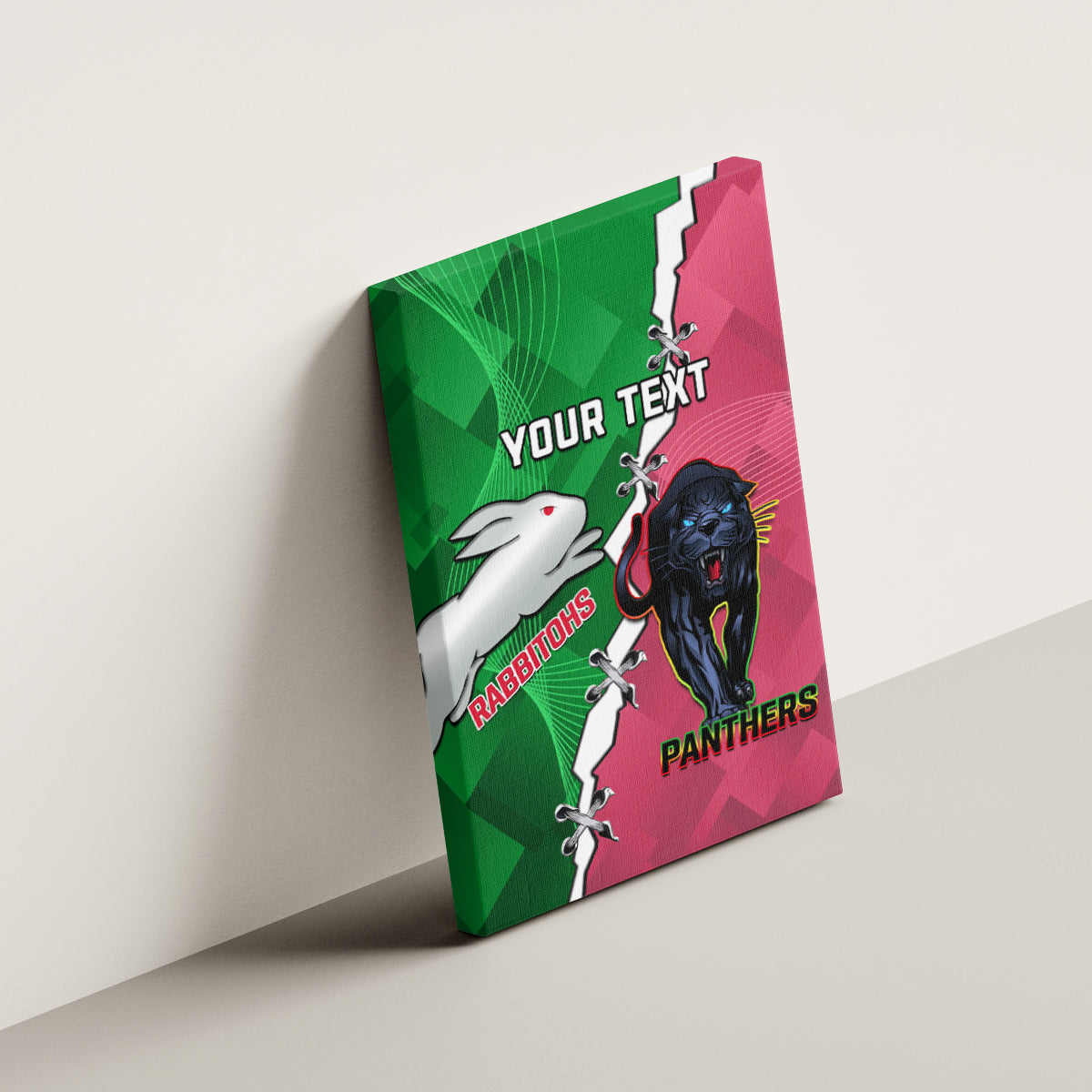 Personalised Panthers And Rabbitohs Rugby Canvas Wall Art 2024 Souths The Riff Together