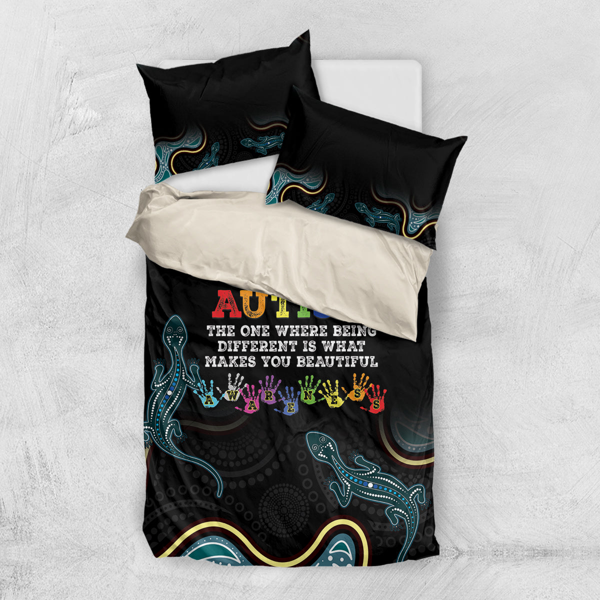 Australia Autism Awareness 4 April Aboriginal Lizard Bedding Set