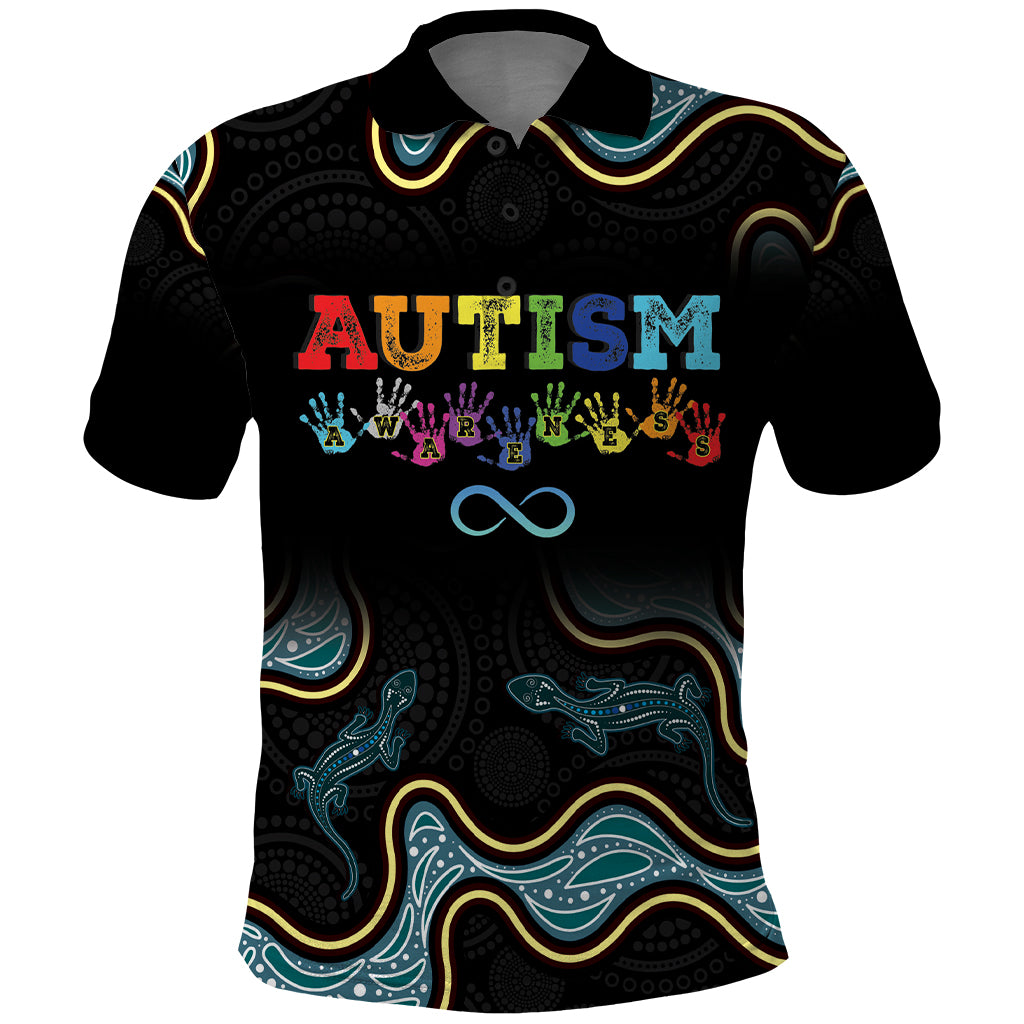 Australia Autism Awareness 4 April Aboriginal Lizard Polo Shirt