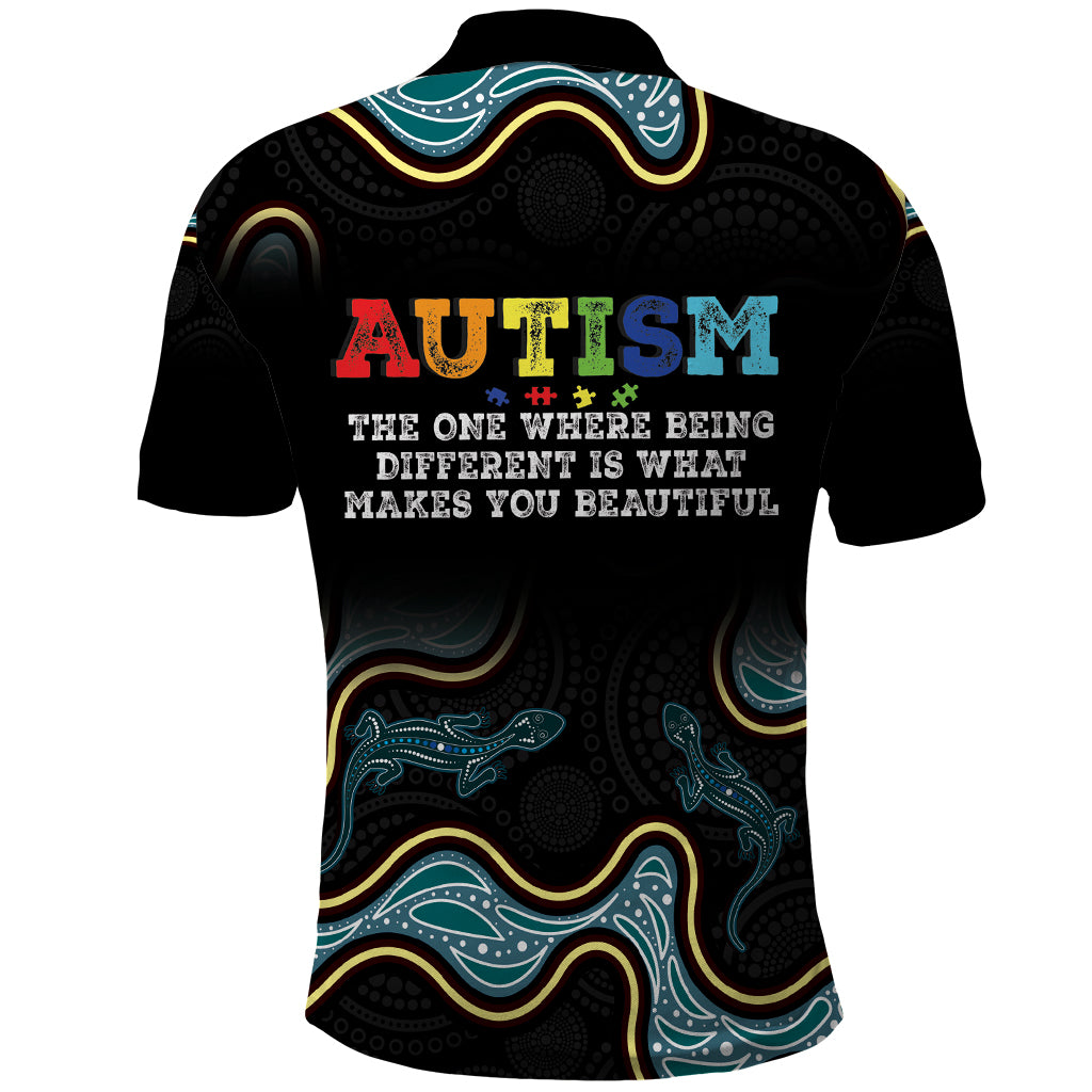 Australia Autism Awareness 4 April Aboriginal Lizard Polo Shirt