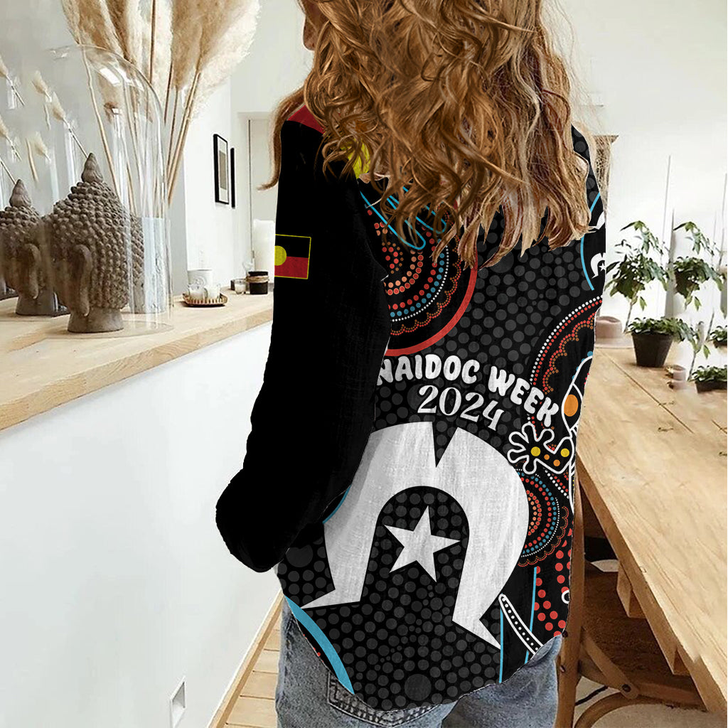 NAIDOC Week 2024 Women Casual Shirt Keep The Fire Burning Indigenous Art