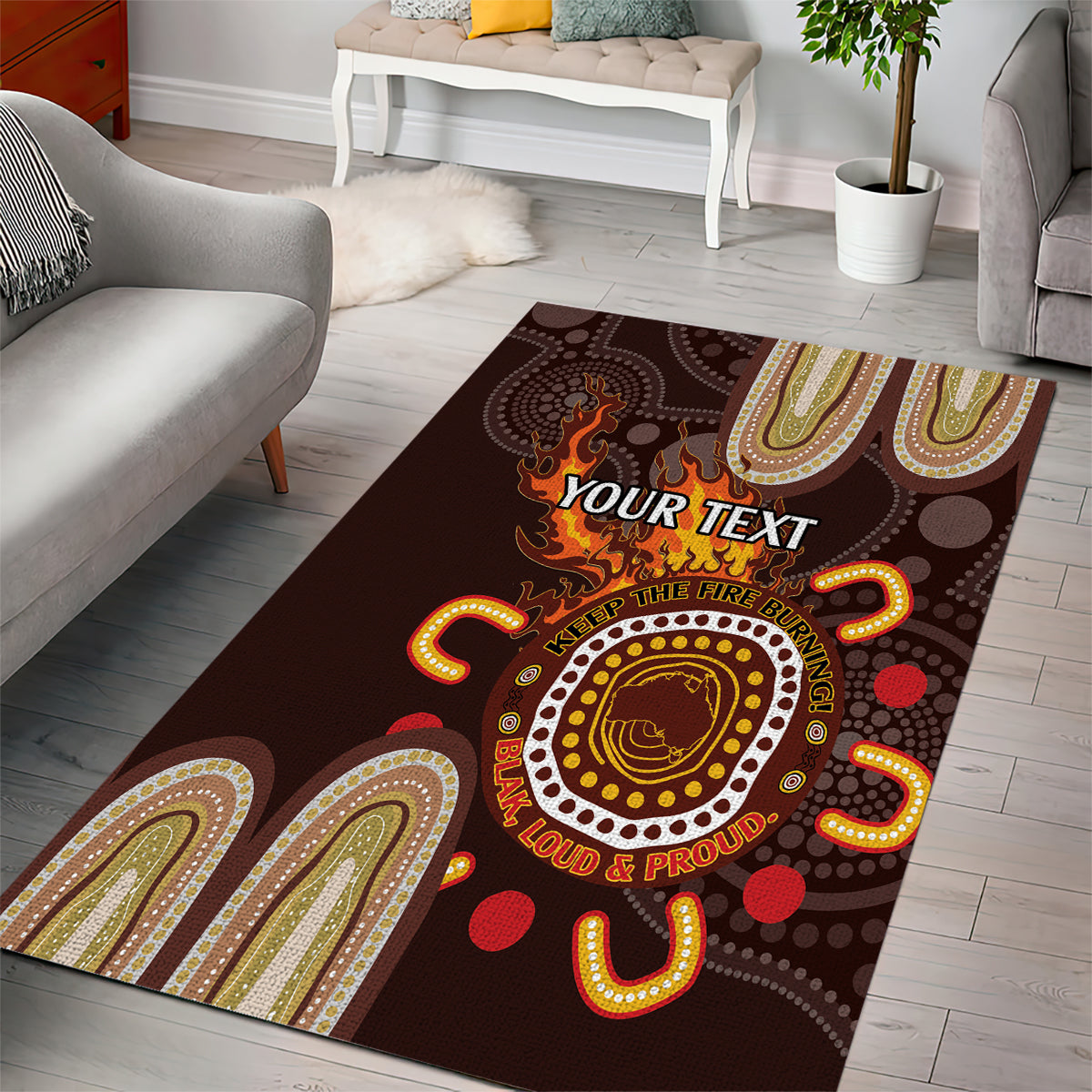 Personalised NAIDOC Week 2024 Area Rug Aussie Map With Aboriginal