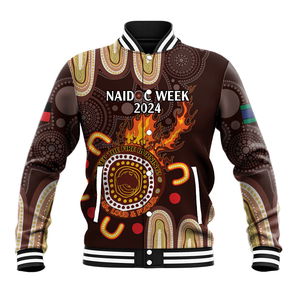 Personalised NAIDOC Week 2024 Baseball Jacket Aussie Map With Aboriginal