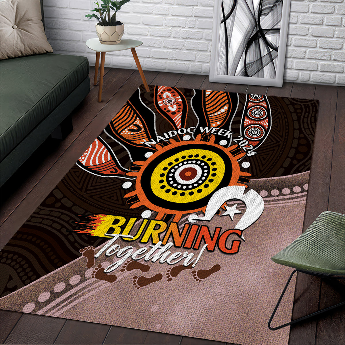 Fire Burning Together NAIDOC 2024 Area Rug Indigenous Art